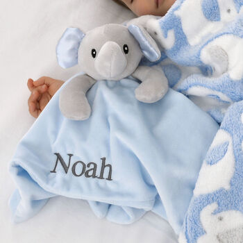 Personalised Blue Elephant Comforter With Soft Ears, 3 of 7