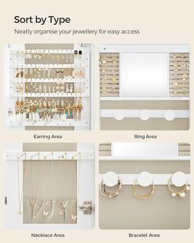 LED Mirror Jewellery Cabinet Storage Unit, 7 of 9
