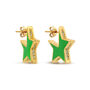 Neon Green Enamel Star Earrings With Cubic Zirconia, thumbnail 1 of 2