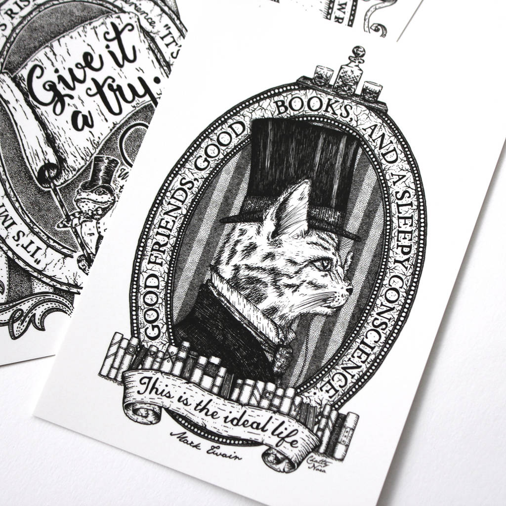 Bookish Animals Postcard Pack By Chatty Nora