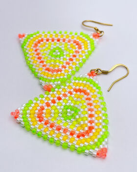 Hand Woven Disco Neon Miyuki Beads Earrings, 3 of 10