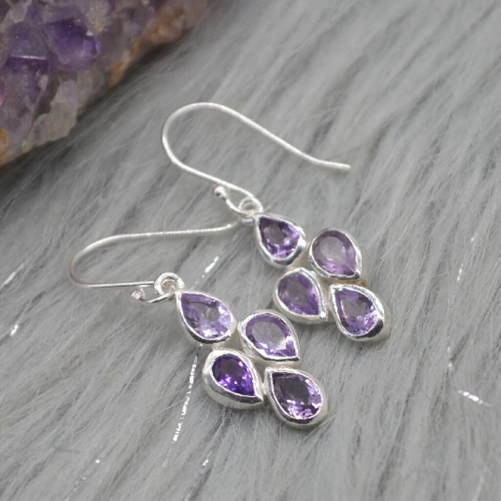 Amethyst Sterling Silver Earrings: February Birthstone, 1 of 8