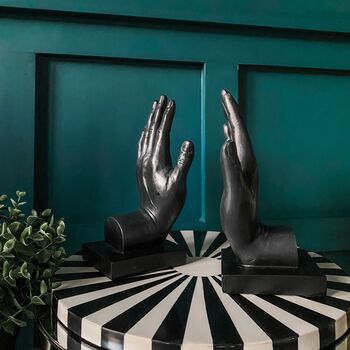 Palm Hand Bookends Black, 2 of 4
