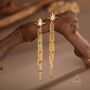 Sterling Silver Delicate Starburst Dangle Drop Stud Earrings, thumbnail 3 of 12