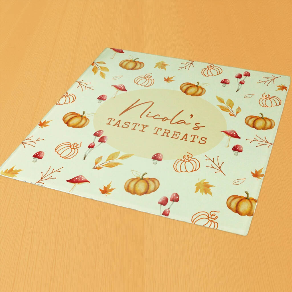 Personalised Halloween Pumpkin Glass Chopping Board, 1 of 3