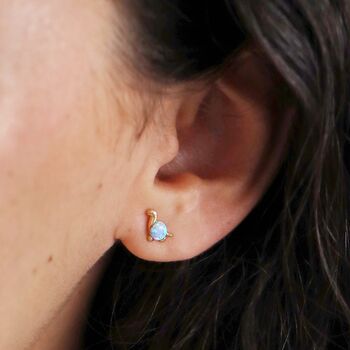 Blue Opal Dinosaur Stud Earrings, 2 of 9