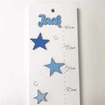 Personalised Blue Stars Wooden Height Chart, 2 of 12
