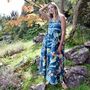 Blue Exotic Bird Strappy Cotton Dress, thumbnail 2 of 5