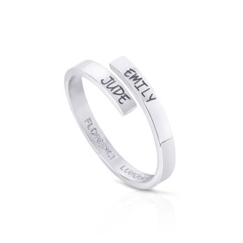 Adjustable Dainty Name And Date Ring Gold Or Silver, 5 of 6
