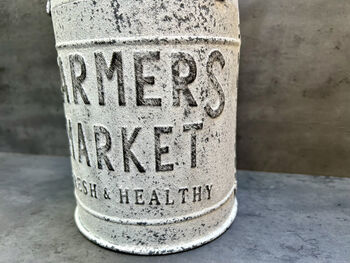 White Metal Milk Churn Vase – Round Decorative, 9 of 12