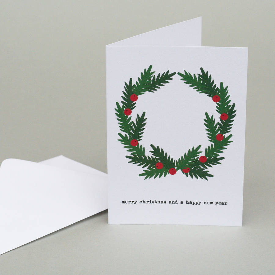 Christmas Wreath Card By Nancy & Betty Studio  notonthehighstreet.com