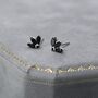 Tiny Black Cz Marquise Cluster Stud Earrings In Sterling Silver, thumbnail 7 of 12