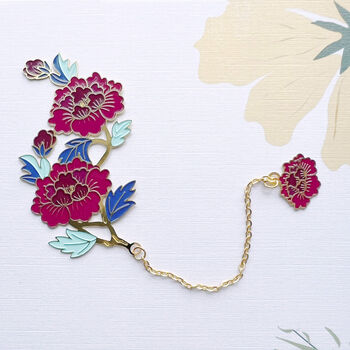 Dahlia Flower Enamelled Bookmark Engraved With Initial, 2 of 7