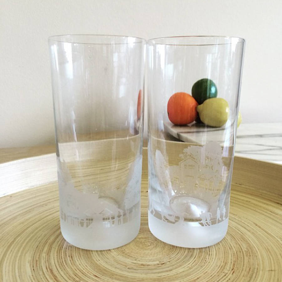 pair of glass rugby scene gifts by inkerman london