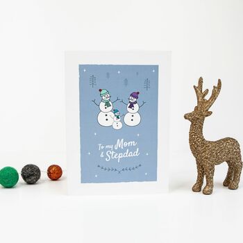 'To My Mom And Stepdad' Christmas Card Snowmen, 4 of 10