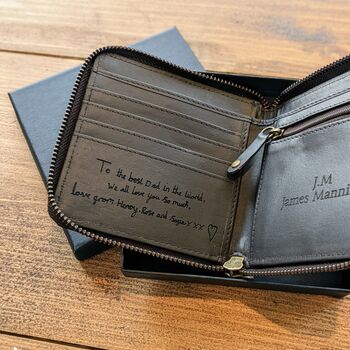 Personalised Zipped Leather Wallet With Coin Pocket, 2 of 11