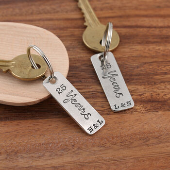 25th Anniversary Couples Pair Personalised Keyrings, 5 of 6