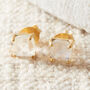 Moonstone Square Cut 18 K Gold And Silver Studs, thumbnail 7 of 12