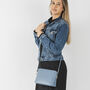 Denim Blue Structured Italian Leather Crossbody Handbag, thumbnail 1 of 11
