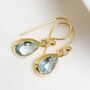 Gold Plated Blue Topaz Teardrop Earrings, thumbnail 3 of 6