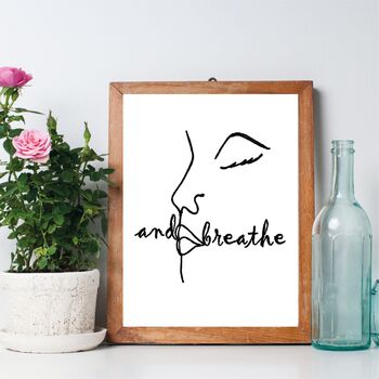 And Breathe Black And White Line Drawing Art Print, 3 of 4