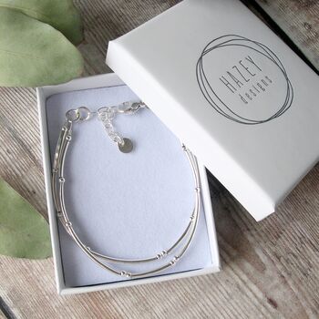 Double Stranded Hammered Silver Bracelet, 4 of 6