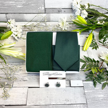 Bottle Green Wedding Tie Set, 10 of 10