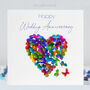 Butterfly Wedding Anniversary Multicoloured Heart Card, thumbnail 1 of 12