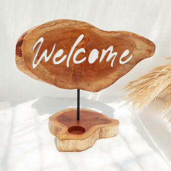 Welcome Home Wooden Tealight Holder Gift For Her, 2 of 3
