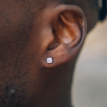 Gold Micro 925 Silver Moissanite Diamond Stud Earring For Men, 5 of 10