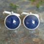 Natural Sapphire Cufflinks In Sterling Silver, thumbnail 1 of 3