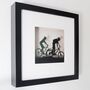 Framed Couple Cycling Paper Cut Artwork, thumbnail 4 of 4