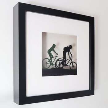 Framed Couple Cycling Paper Cut Artwork, 4 of 4