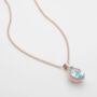 Blue Topaz 18k Rose Gold Plated Pear Drop Necklace, thumbnail 3 of 4