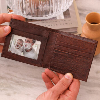 Personalised Mens Leather Wallet And Photo Keepsake, 5 of 6