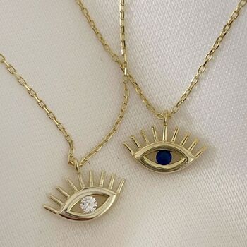 White Eye Evil Eye Sterling Silver Necklace, 10 of 10