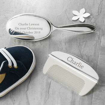 Personalised Classic Silver Plated Brush And Comb Set, 7 of 8