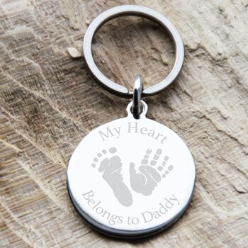Engraved Keyring With Prints 'My Heart Belongs To..', 2 of 4