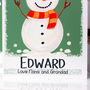 Grandchildren Snowman Football Christmas Card, thumbnail 7 of 8