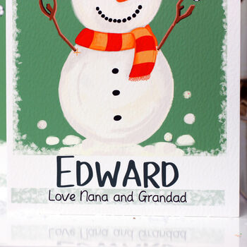 Grandchildren Snowman Football Christmas Card, 7 of 8