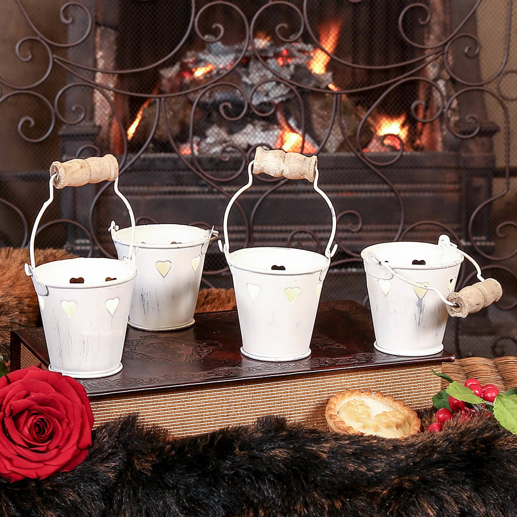 six wedding decoration heart silver tealight holders by dibor