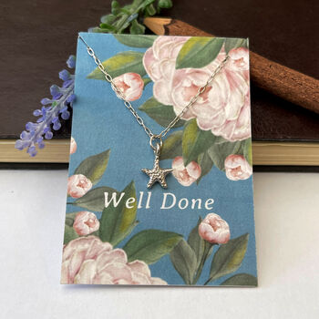 Graduation Well Done Exam Sterling Silver Starfish Necklace, 8 of 9