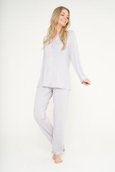 Personalised Super Soft Light Grey Long Jersey Pyjamas, 2 of 5