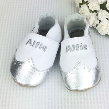 Personalised Metallic Christening Brogues Baby Shoes, 2 of 8