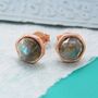 Labradorite Round Faceted Sterling Silver Stud Earrings, thumbnail 3 of 4
