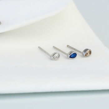Sterling Silver Tiny Teardrop Crystal Stud Sleeper Earrings, 5 of 5