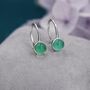 Sterling Silver Genuine Green Onyx Drop Earrings, thumbnail 4 of 11