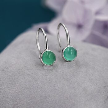 Sterling Silver Genuine Green Onyx Drop Earrings, 4 of 11