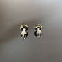 Orange Abstract Fused Glass Sterling Silver Stud Earrings, thumbnail 8 of 9