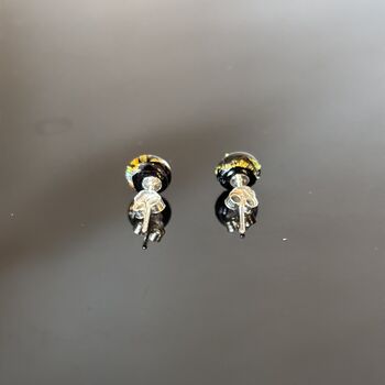Orange Abstract Fused Glass Sterling Silver Stud Earrings, 8 of 9